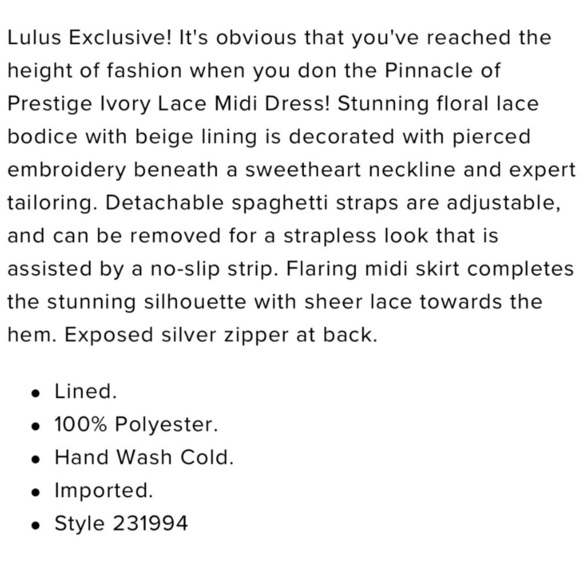 Lulu's Pinnacle of Prestige Ivory Lace Midi Dress M - Picture 4 of 15